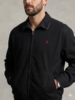 Polo Ralph Lauren Men’s Bomber Jacket Size XL Black And Red Vintage